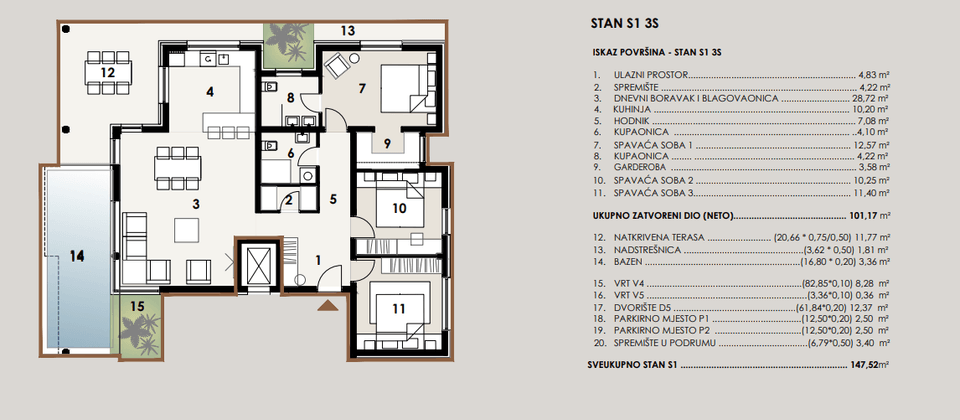 Wohnung u Viru, 147.52m², 3 sobe, slika 2
