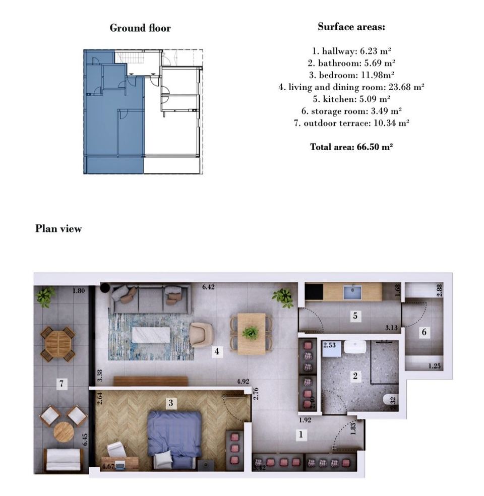 Appartamento u Rovignu, 66.5m², 1 soba, slika 2