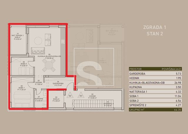Wohnung u Poreču, 64.35m², 2 sobe, slika 2