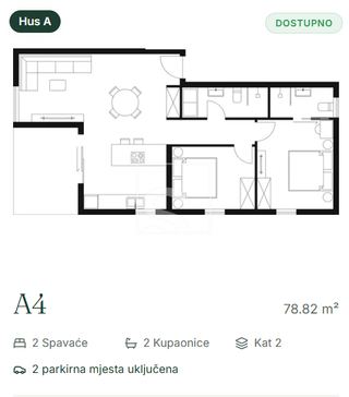 Wohnung u Vodnjanu, 78.82m², 2 sobe, slika 2