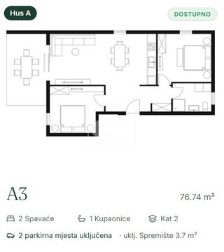 Wohnung u Vodnjanu, 76.74m², 2 sobe, slika 2