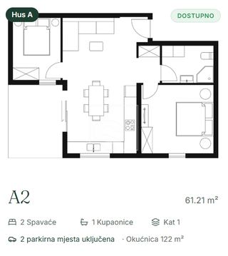 Wohnung u Vodnjanu, 61.21m², 2 sobe, slika 2