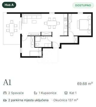 Wohnung u Vodnjanu, 69.68m², 2 sobe, slika 2