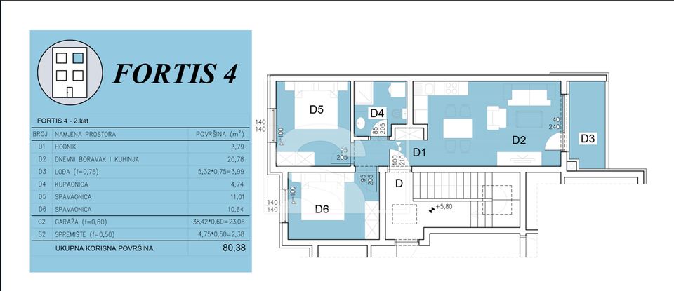 Wohnung u Puli, 80.38m², 2 sobe, slika 3