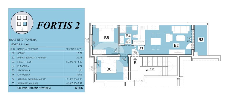 Appartamento u Puli, 60.05m², 2 sobe, slika 2