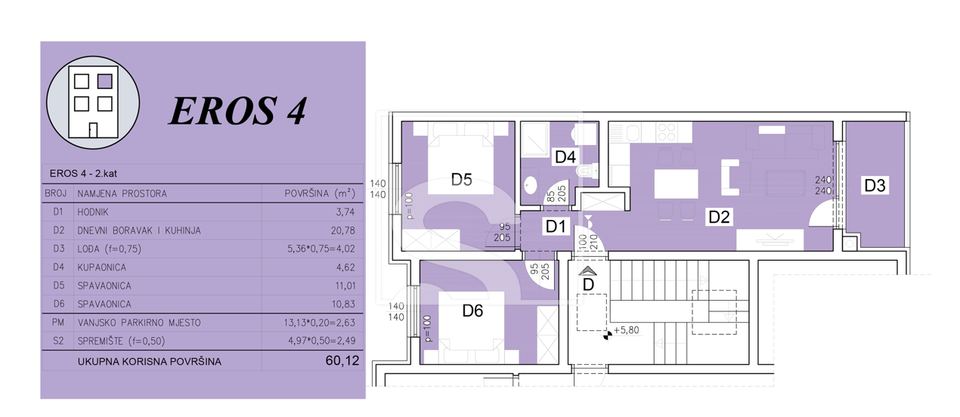 Apartment u Puli, 60.12m², 2 sobe, slika 2