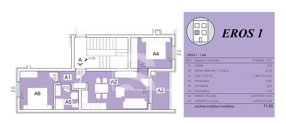 Apartment u Puli, 71.93m², 2 sobe, slika 2