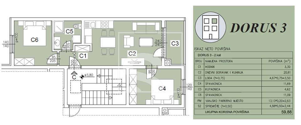 Apartment u Puli, 76.66m², 2 sobe, slika 2