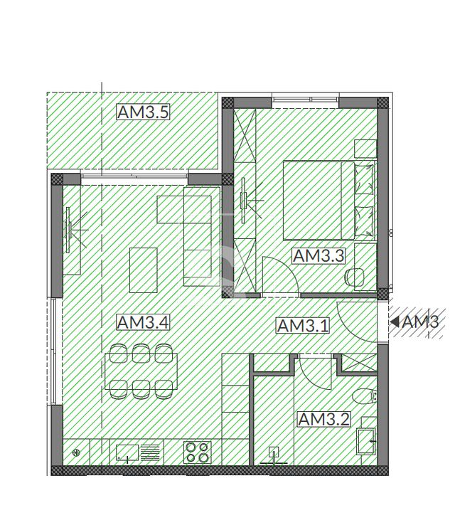 Appartamento u Medulinu, 58.9m², 1 soba, slika 2