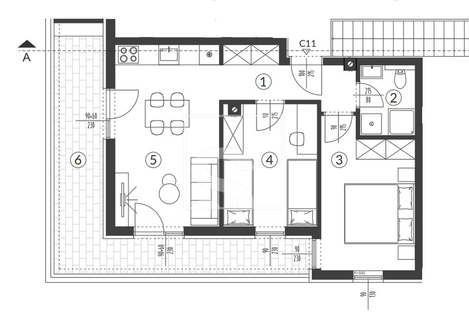 Wohnung u Puli, 57.97m², 2 sobe, slika 2
