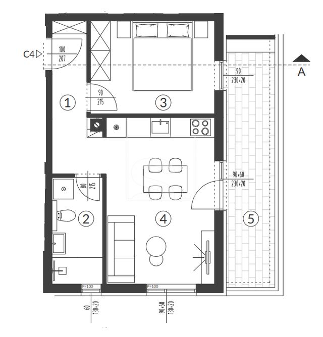 Wohnung u Puli, 48.17m², 1 soba, slika 2