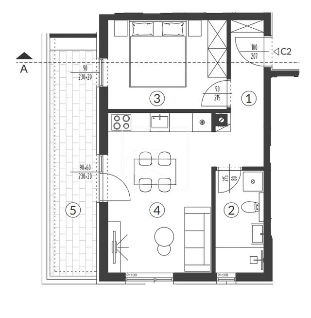 Wohnung u Puli, 48.16m², 1 soba, slika 2