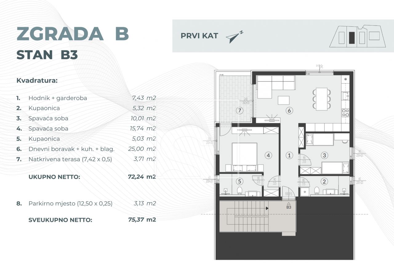 Appartamento u Fažani, 75.37m², 2 sobe, slika 2