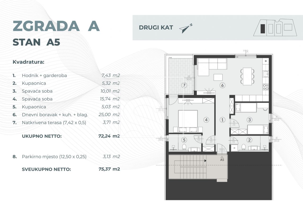 Apartment u Fažani, 75.37m², 2 sobe, slika 2