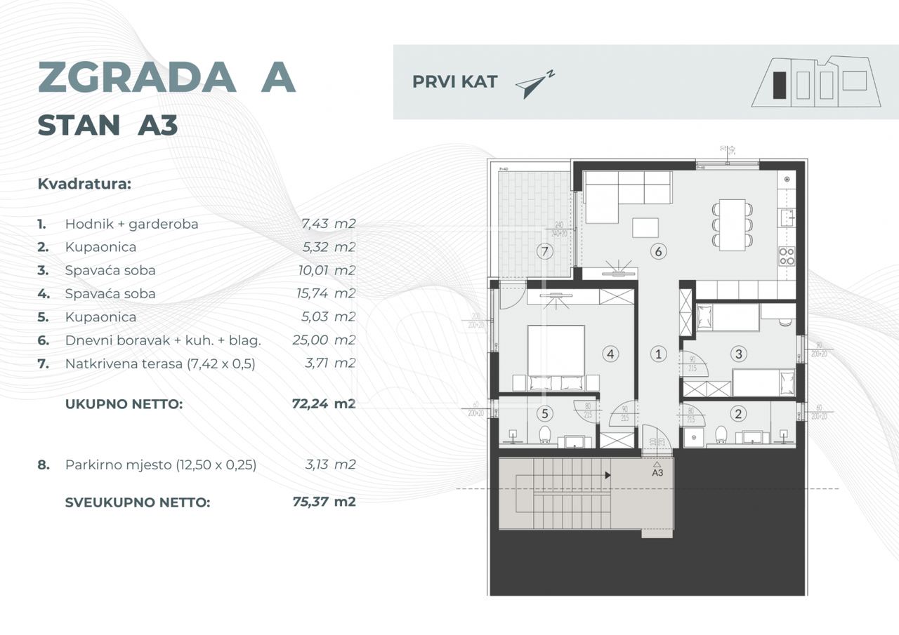 Wohnung u Fažani, 75.37m², 2 sobe, slika 2