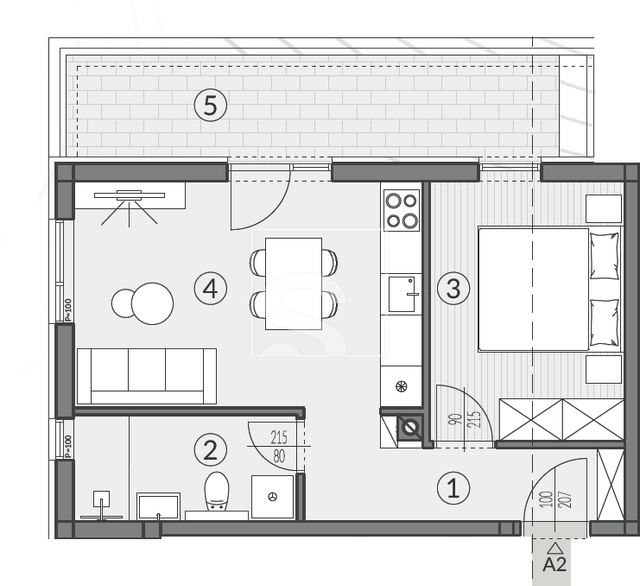 Wohnung u Puli, 53.04m², 1 soba, slika 2