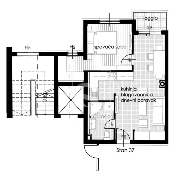 Wohnung u Puli, 44m², 1 soba, slika 2