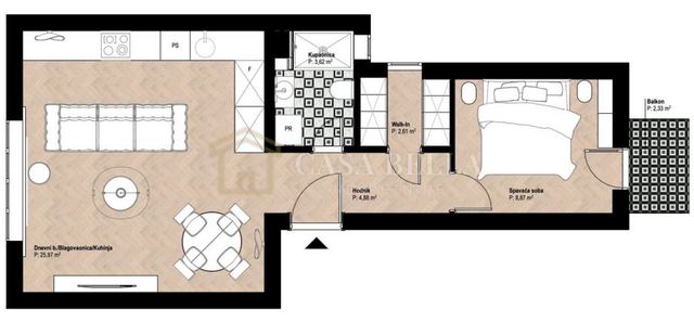 Stan u Zagrebu, 48m², 2 sobe