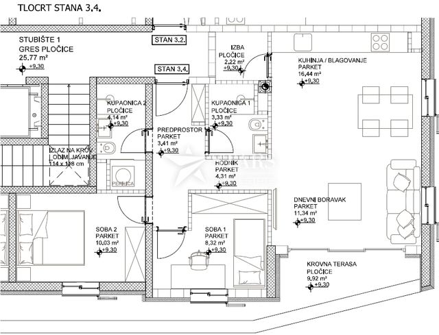 Wohnung u Cresu, 90.83m², 2 sobe, slika 2