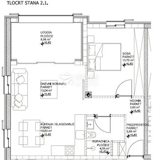 Wohnung u Cresu, 74.97m², 1 soba, slika 2