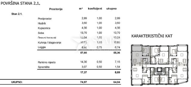 Wohnung u Cresu, 74.97m², 1 soba, slika 3