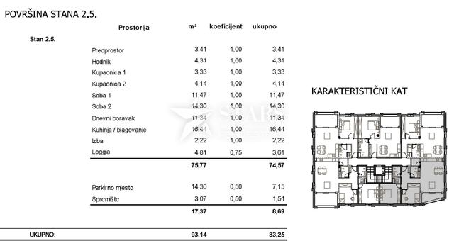Wohnung u Cresu, 93.14m², 2 sobe, slika 3