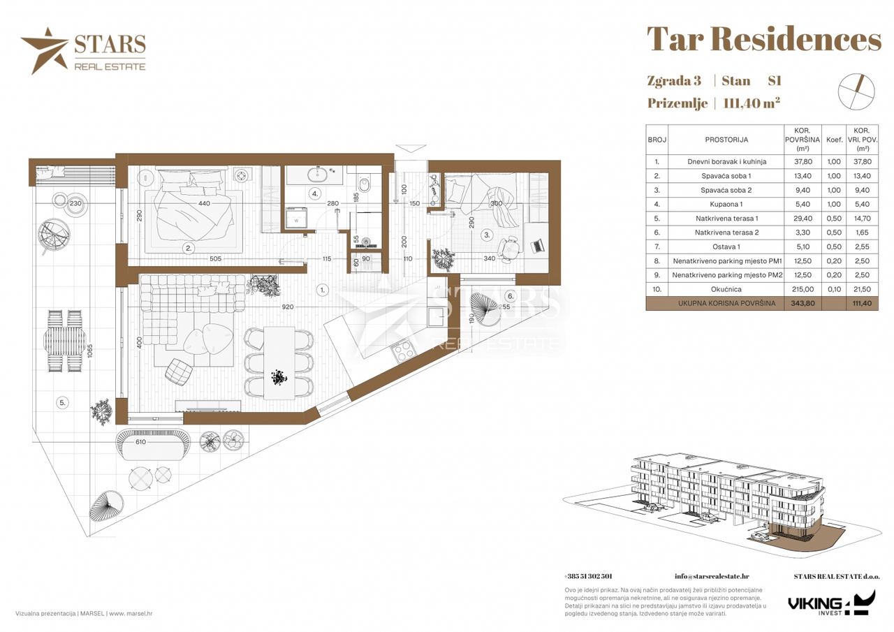 Apartment u Tar-Vabrizi, 111.4m², 2 sobe, slika 2