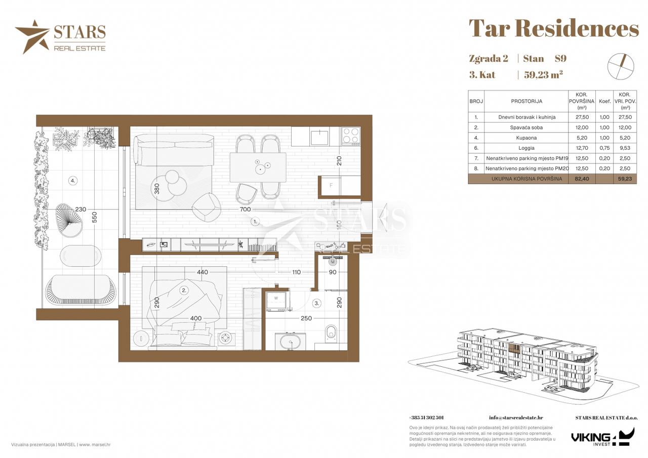 Wohnung u Tar-Vabrizi, 59.23m², 1 soba, slika 2