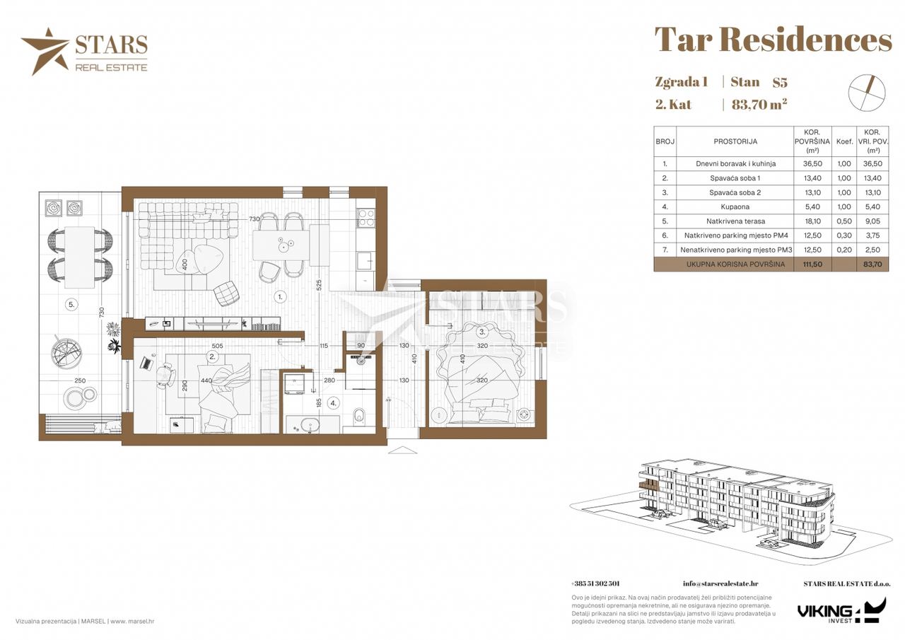 Appartamento u Tar-Vabrizi, 83.7m², 2 sobe, slika 5