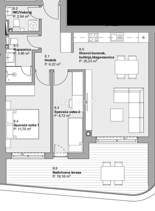 Appartamento u Vodicama, 78.82m², 2 sobe, slika 5