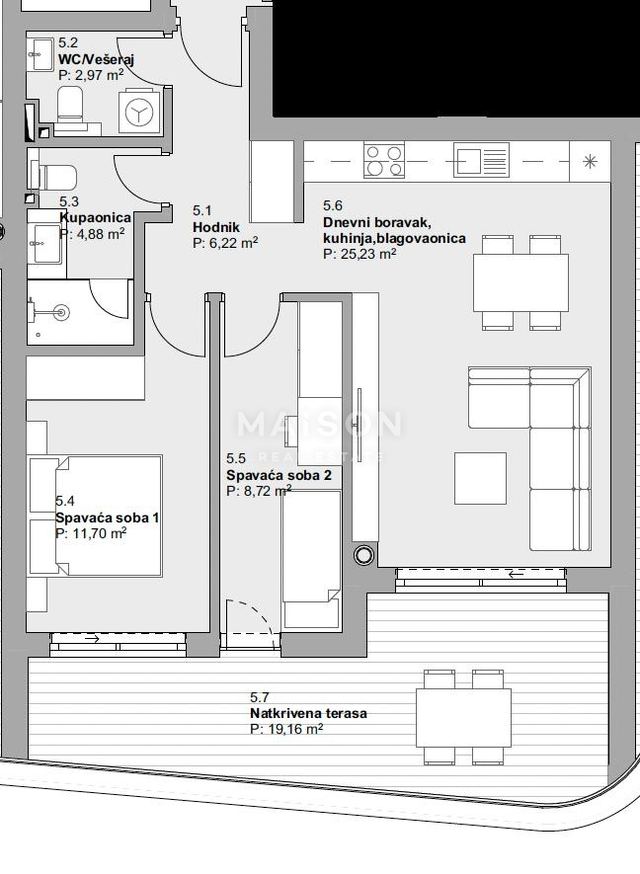 Wohnung u Vodicama, 78.88m², 2 sobe, slika 5