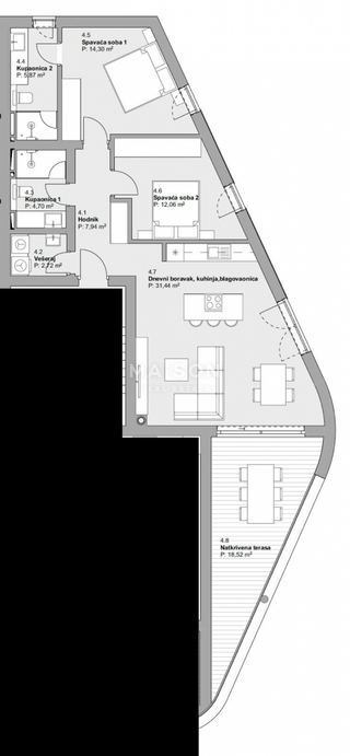 Apartment u Vodicama, 97.55m², 2 sobe, slika 5