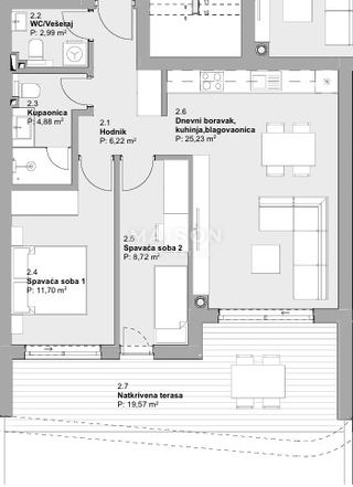 Appartamento u Vodicama, 81.21m², 2 sobe, slika 5