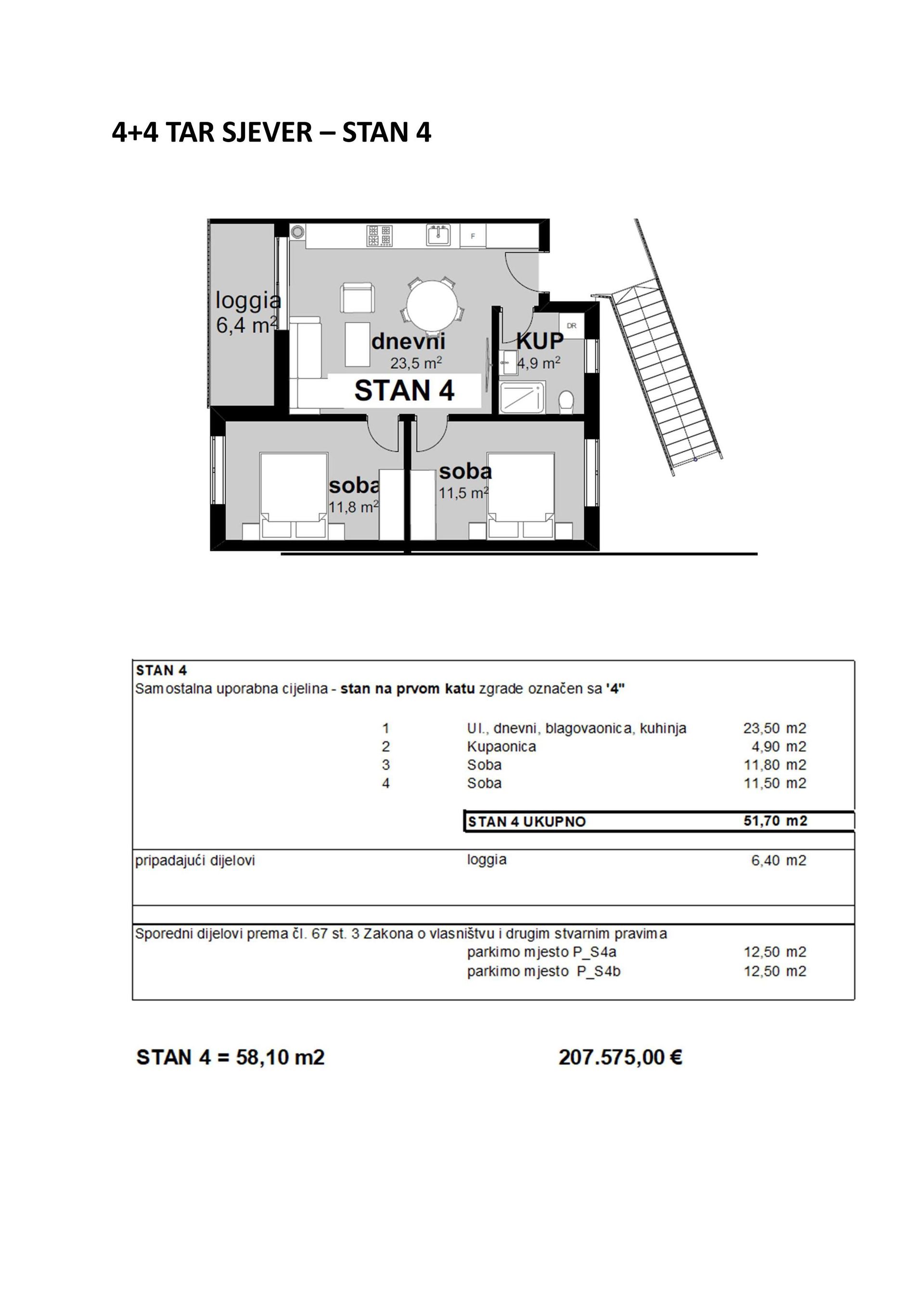 Wohnung u Tar-Vabrizi, 58.1m², 2 sobe, slika 4